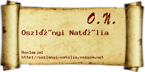 Oszlányi Natália névjegykártya